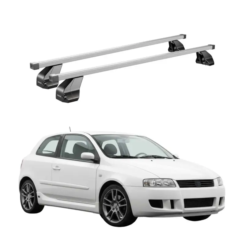 Günstig Menabo Dachträger Grundtäger für Fiat Stilo 2001-2010 3tür 75kg Stahl Silber 2x