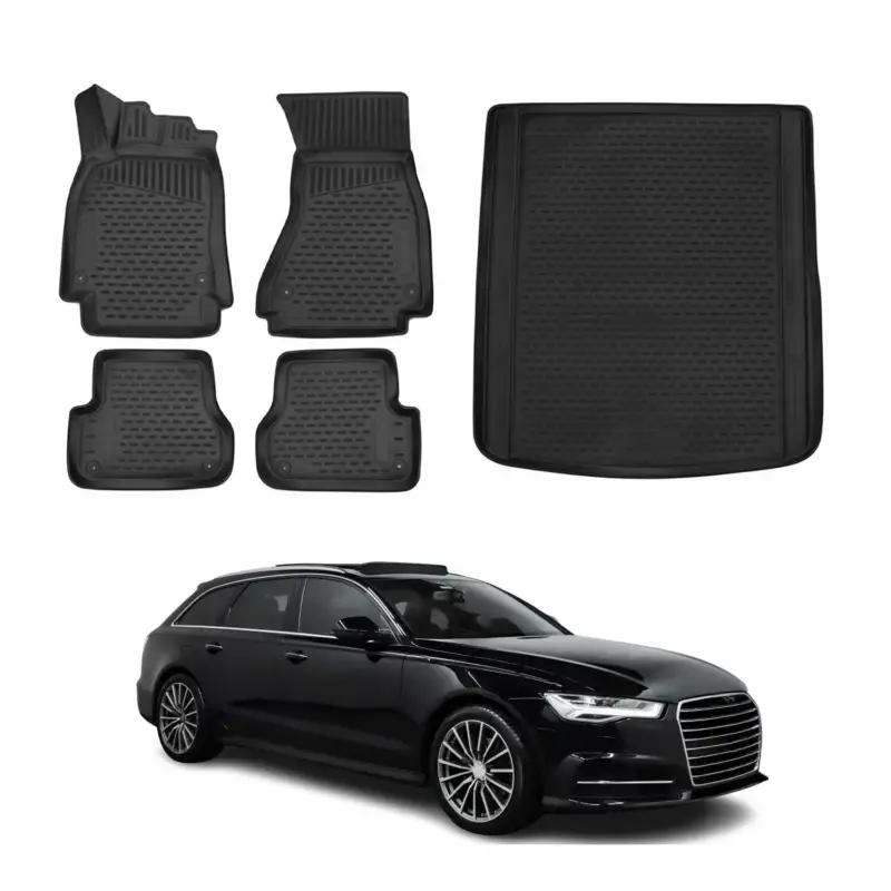 Fußmatten & Kofferraumwanne Set für Audi A6 C7 Avant Allroad 2011-2018 TPE Nur Für Kurze Zeit
