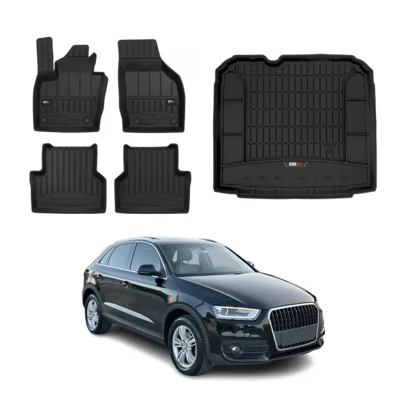 Jetzt Kaufen OMAC Fußmatten & Kofferraumwanne Set für Audi Q3 8U 2011-2018 Schwarz Gummi 5x