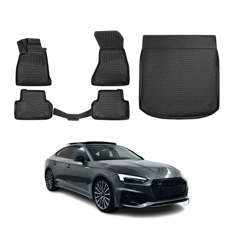 Fußmatten & Kofferraumwanne Set für Audi A5 F5 Sportback 2016-2024 TPE Schwarz Preis Gesenkt