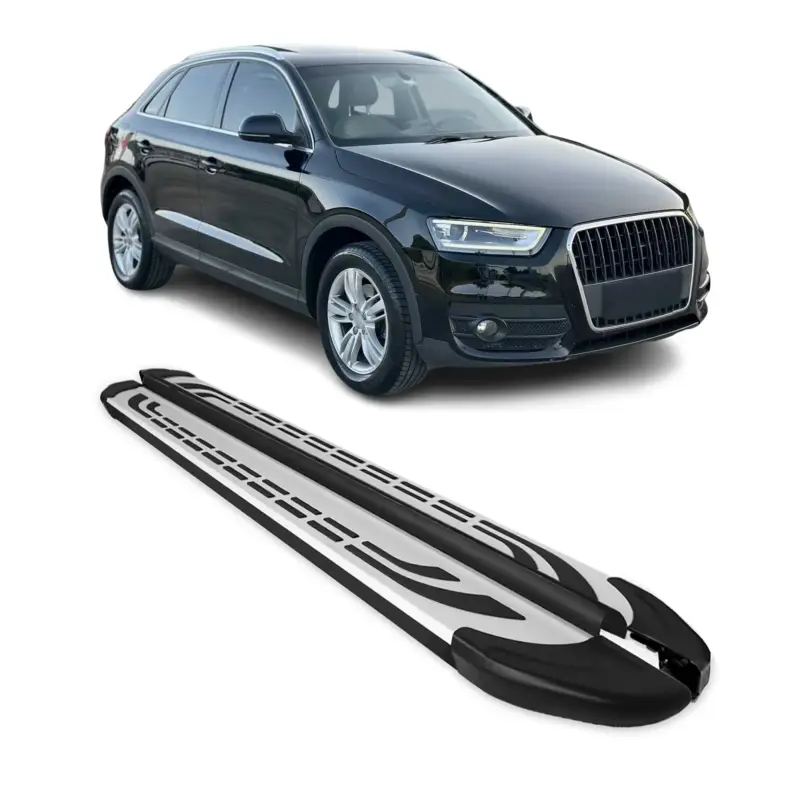 Trittbretter Seitenschweller Seitenbretter für Audi Q3 8U 2011-2018 Schwarz Alu Highlight
