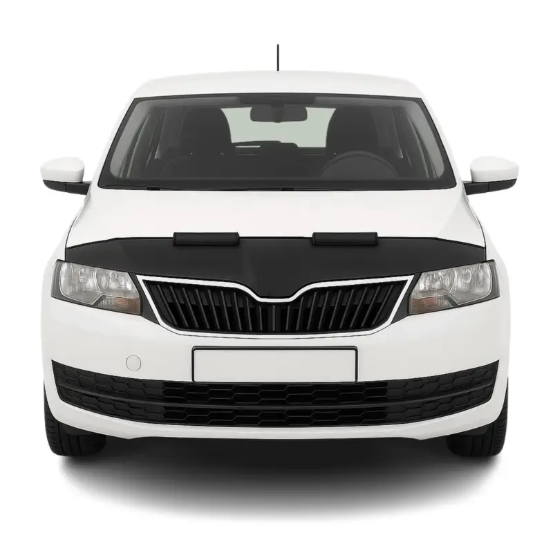 Zertifiziert Haubenbra Steinschlagschutz für Skoda Rapid Limo 2012-2019 Schwarz Halb