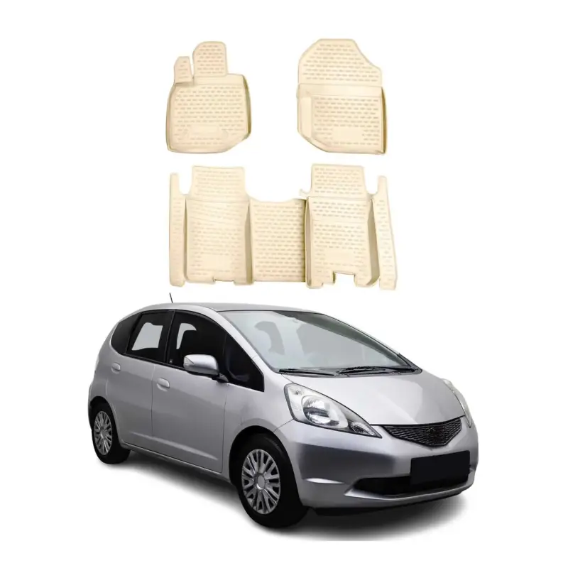 Direkt Vom Hersteller OMAC Fußmatten Automatten für Honda Jazz mk2 Schrägheck 2008-2015 Gummi Beige 4x