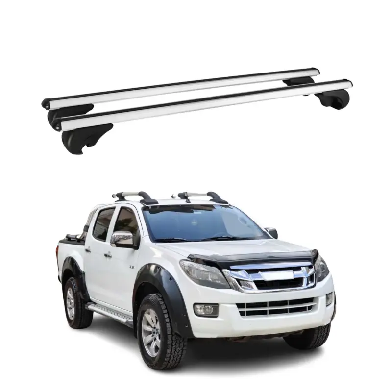 Zertifiziert Dachträger Grundtäger für Isuzu D-Max 2012-2018 75kg Aluminium Silber 2 tlg