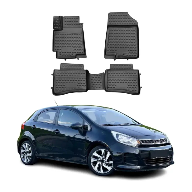 Sofort Bestellen OMAC Gummimatten Fußmatten für Kia Rio 3 2011-2017 TPE Automatten Schwarz 4x
