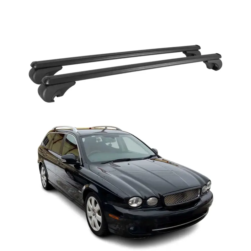 Zertifiziert Dachträger für Jaguar X-Type Estate 2003-2009 Gepäckträger Aluminium Schwarz 2x