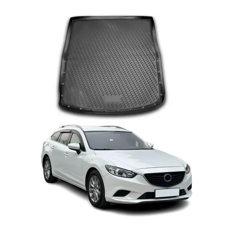 Heißes Angebot Kofferraummatte Kofferraumwanne für Mazda 6 2012-2025 Kombi Gummi TPE Schwarz