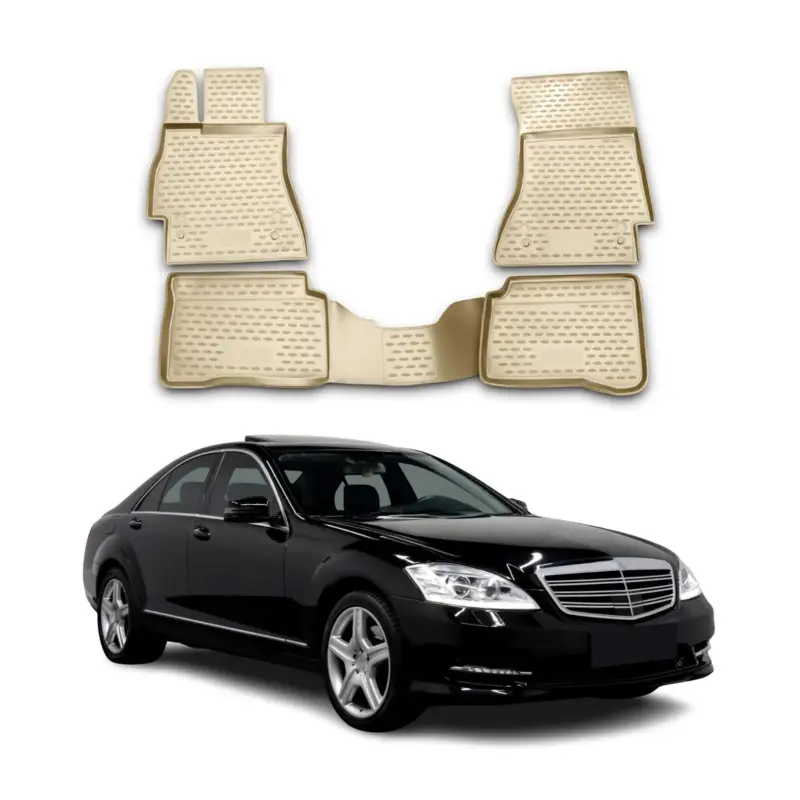 Sale OMAC Gummimatten Fußmatten für Mercedes S Klasse W221 2005-2013 TPE Beige 4x