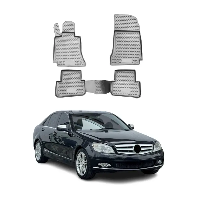 Meistverkauft OMAC Gummimatten Fußmatten für Mercedes C Klasse W204 2008-2014 TPE Grau 4x