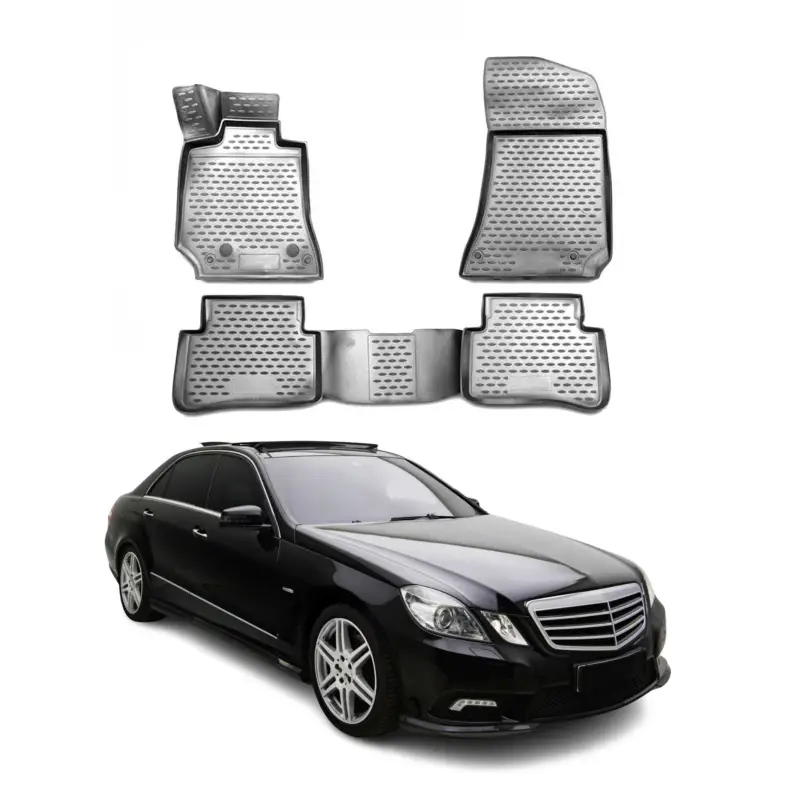 Highlight OMAC Gummimatten Fußmatten für Mercedes W212 2013-2016 TPE Automatten Grau 4x