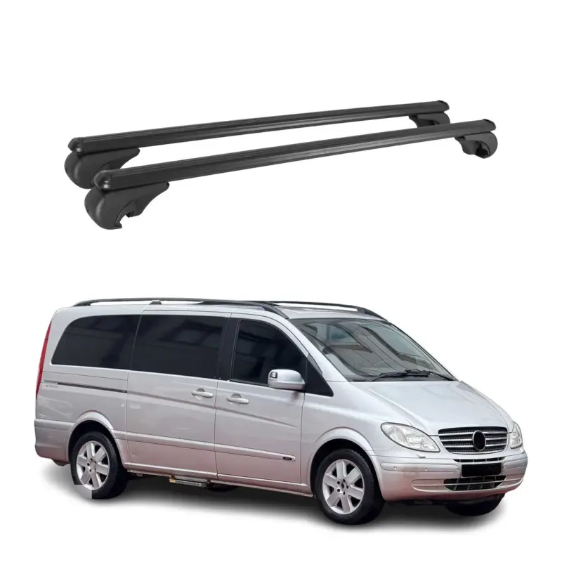 Abverkauf Dachträger Grundtäger für Mercedes Viano Vito W639 2003-2014 75kg Schwarz Alu 2x