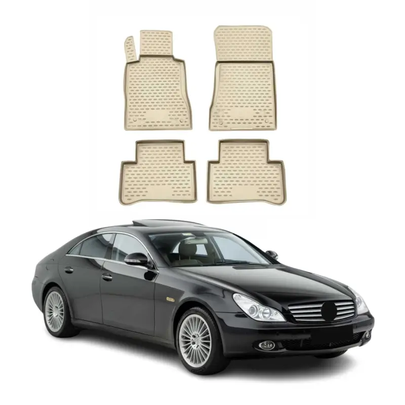 OMAC Gummimatten Fußmatten für Mercedes CLS Klasse C219 2004-2010 TPE Beige 4x Begrenztes Angebot
