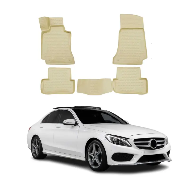 Jetzt Bestellen OMAC Gummimatten Fußmatten für Mercedes C Klasse W205 2014-2021 TPE Beige 4x