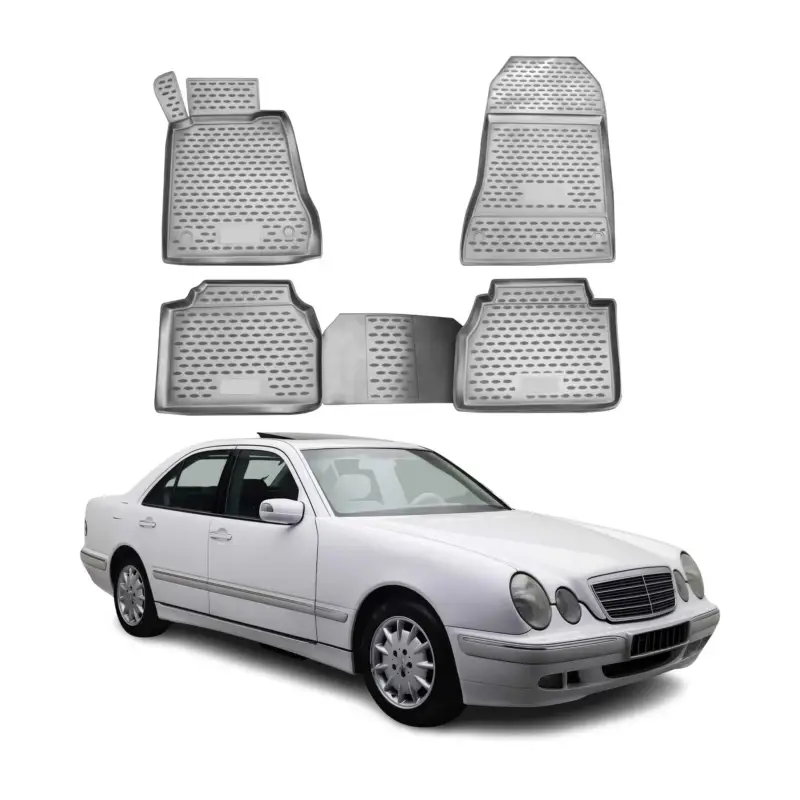 OMAC Gummimatten Fußmatten für Mercedes W210 1995-2002 TPE Automatten Grau 4x Garantierte Lieferung