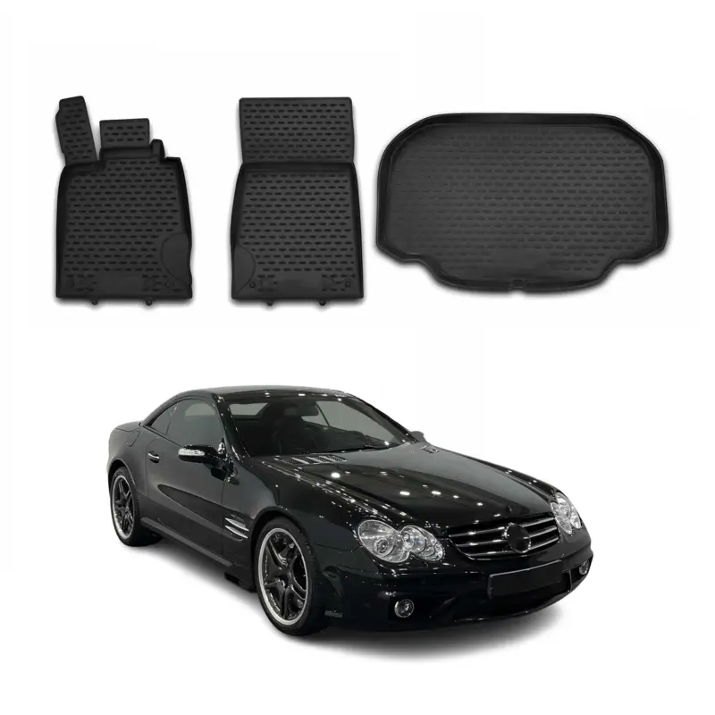 Fußmatten & Kofferraumwanne für Mercedes SL Klasse R230 2008-2012 Gummi 3x Neue Kollektion