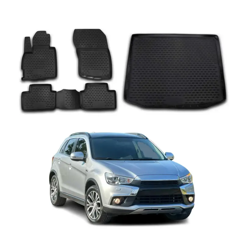 Sonderangebot Fußmatten & Kofferraumwanne Set für Mitsubishi ASX 2010-2023 TPE Schwarz