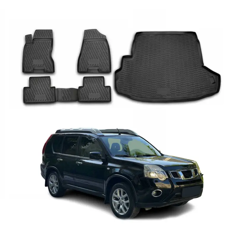Fußmatten & Kofferraumwanne Set für Nissan X-Trail T31 2007-2013 TPE Schwarz Bestpreis