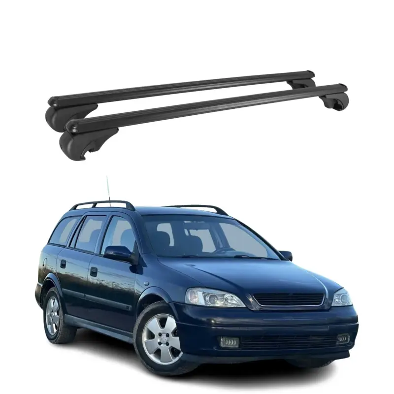 Zertifiziert Dachträger für Opel Astra G Caravan 1998-2004 Gepäckträger Aluminium Schwarz 2x