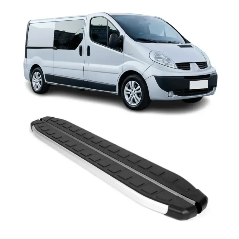 Top-Seller Trittbretter Seitenbretter für Opel Vivaro 2001-2014 Schwarz Aluminium L2 Langer