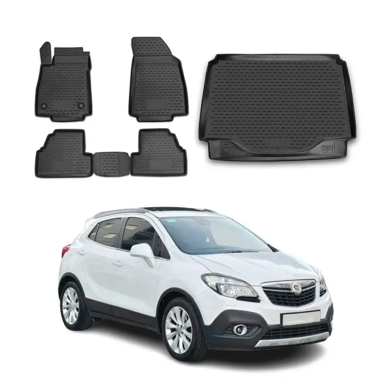 Fußmatten & Kofferraumwanne Set für Opel Mokka X 2012-2020 Gummi TPE Schwarz 5x Meistverkauft