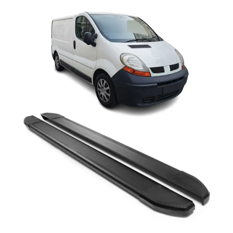 Wochenendangebot Alu Seitenschweller Trittbretter für Opel Vivaro 2001-2014 Kurzer Schwarz 2tlg