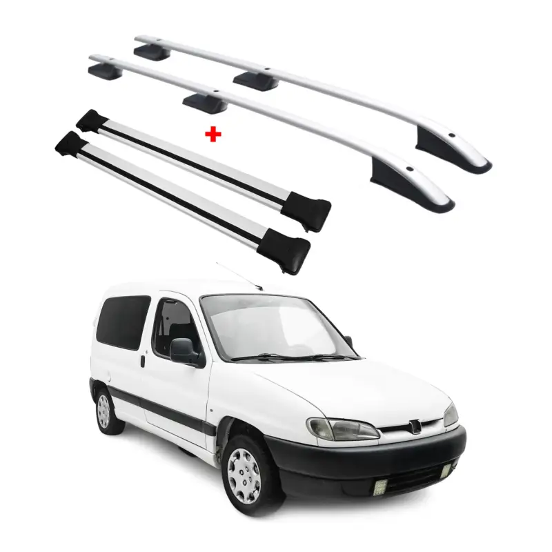 Dachreling + Dachträger für Citroen Berlingo Peugeot Partner Aluminium Silber 4x Bestpreis