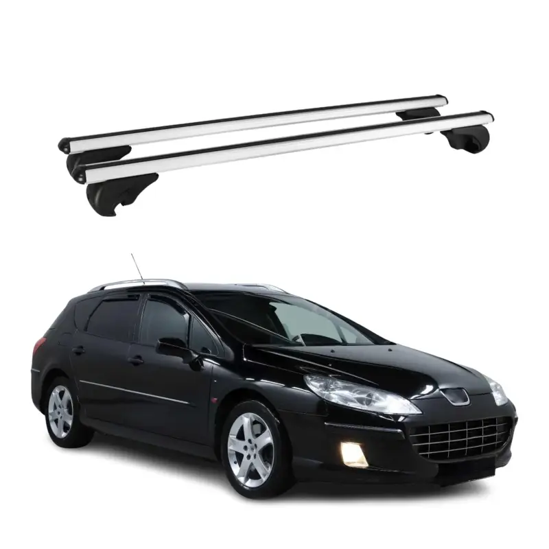 Zertifiziert Dachträger Grundtäger für Peugeot 407 Kombi 2004-2008 Pre-FL 75kg Alu Silber 2x