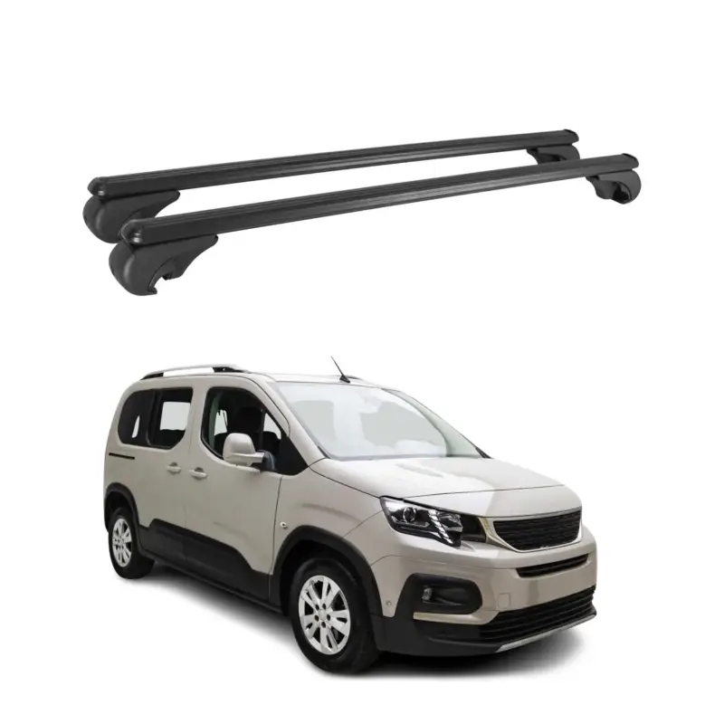 Zertifiziert Dachträger Grundtäger für Peugeot Rifter 2018-2026 75kg Alu Schwarz 2 tlg