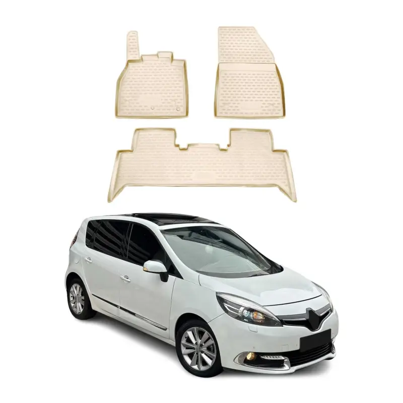 Letzte Chance OMAC Gummimatten Fußmatten für Renault Scenic 2010-2016 TPE Automatten Beige 3x