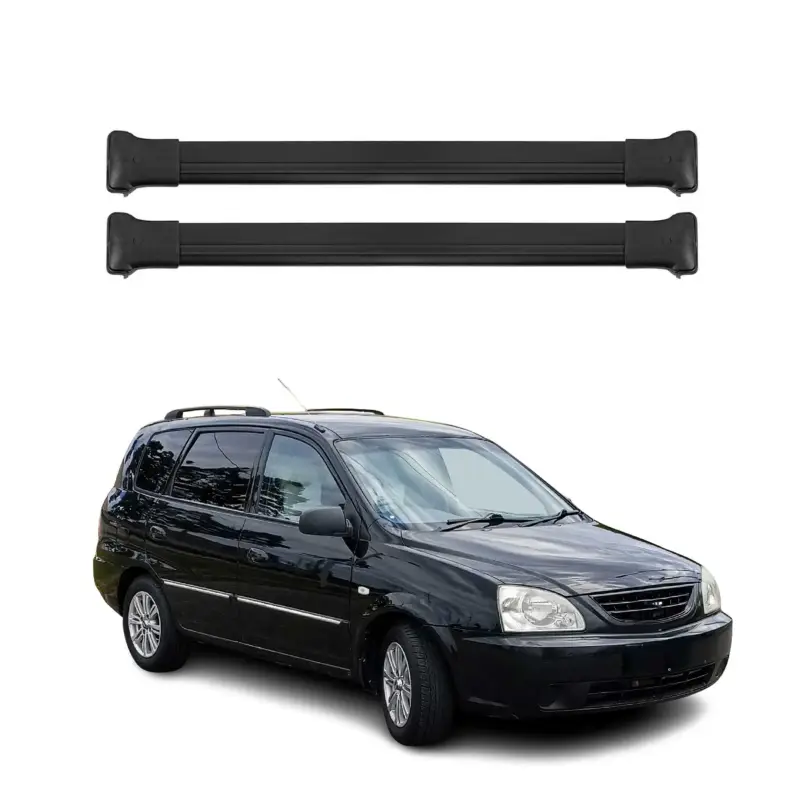 Zertifiziert Dachträger Grundtäger für Kia Carens mk1 Kombi 2002-2006 FL Aluminium Schwarz 2x