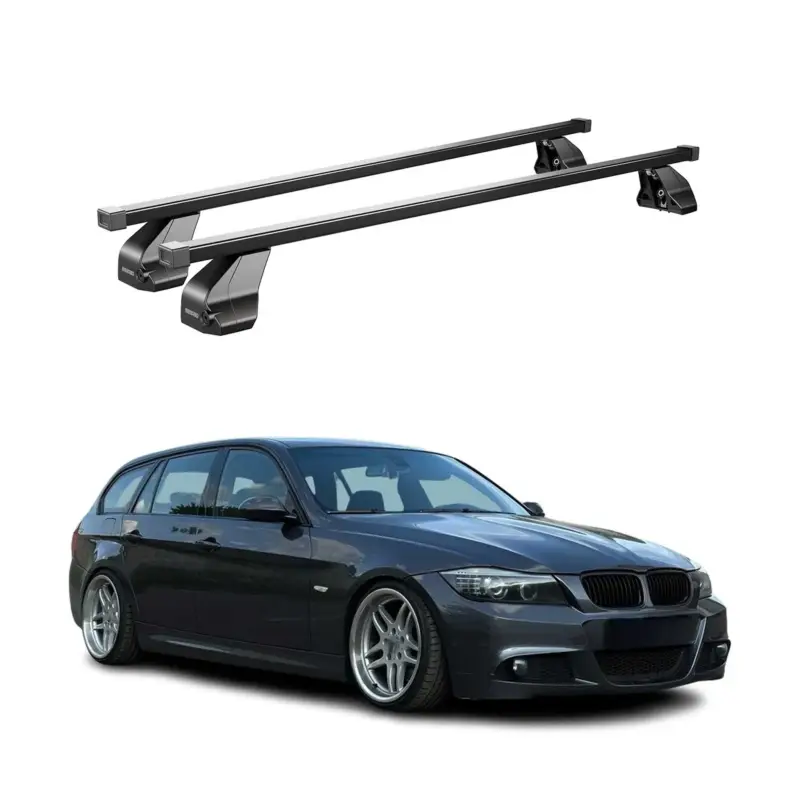Menabo Dachträger für BMW 3er E90 E91 E92 Limo Touring Coupe 2004-2013 Stahl 2x Meistverkauft