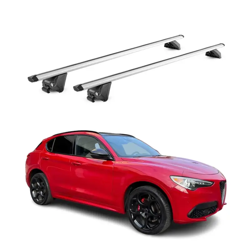 Preis Gesenkt Dachträger Grundtäger für Alfa Romeo Stelvio 2016-2026 100kg Alu Grau 2 tlg ABE