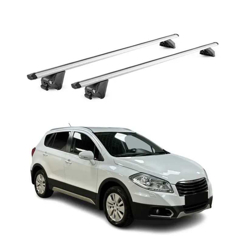 Zertifiziert Dachträger Grundtäger für Suzuki SX4 S-Cross mk2 2013-21 100kg Alu ABE Grau 2tlg