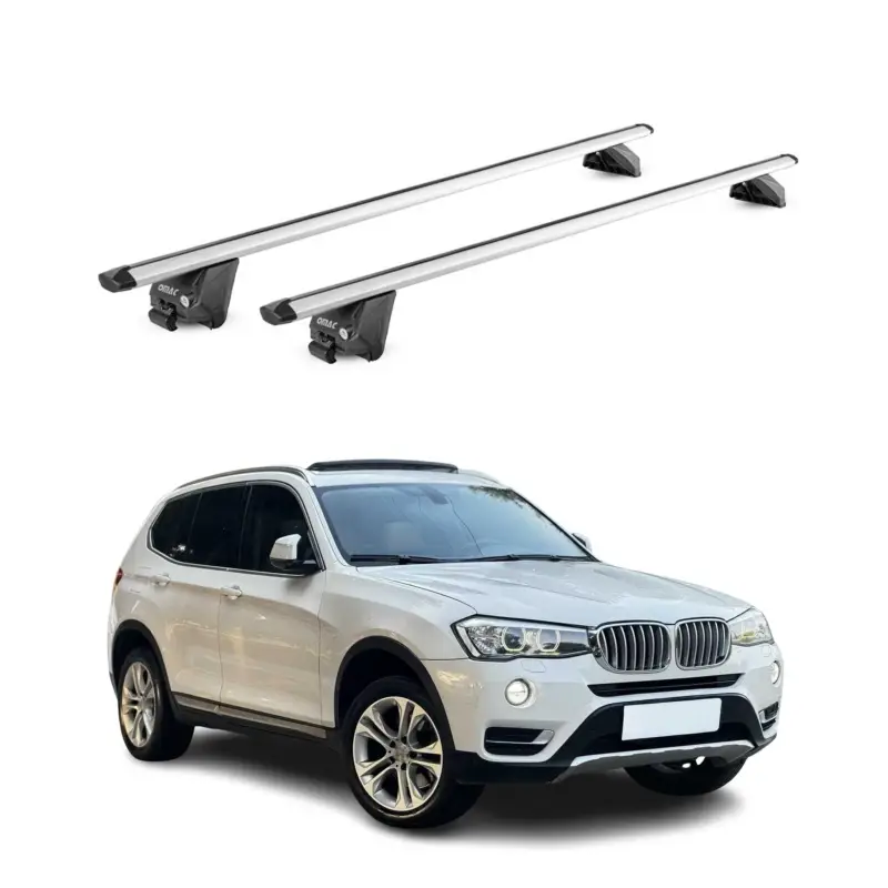 Sonderaktion Dachträger Grundtäger für BMW X3 F25 2011-2017 100kg Aluminium Silber 2 tlg ABE