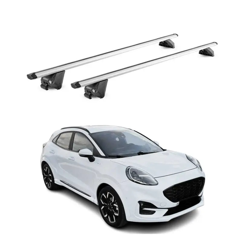 Zertifiziert Dachträger Grundtäger für Ford Puma 2019-2026 100kg Aluminium Silber 2tlg ABE