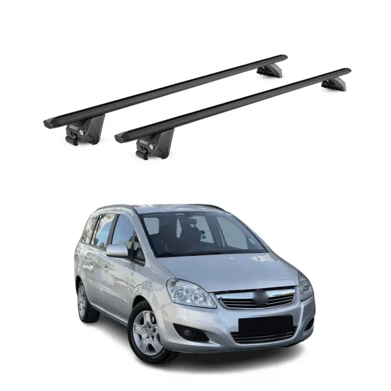 Preisreduziert Dachträger Grundtäger für Opel Zafira B 2008-2011 FL 100kg Alu Schwarz 2 tlg ABE