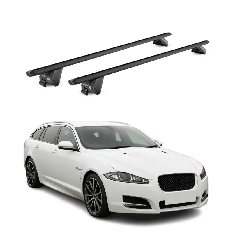 Dachträger Grundtäger für Jaguar XF Kombi 2012-2016 100kg Alu Schwarz 2 tlg ABE Preisreduziert