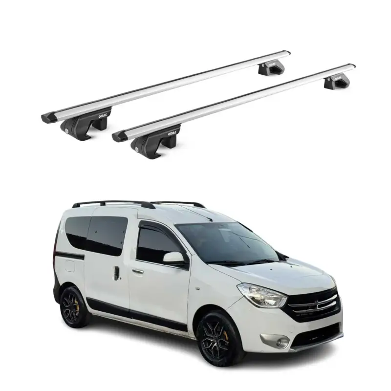 Preisreduziert Dachträger Grundtäger für Dacia Dokker 2012-2021 90kg Aluminium Silber 2 tlg ABE