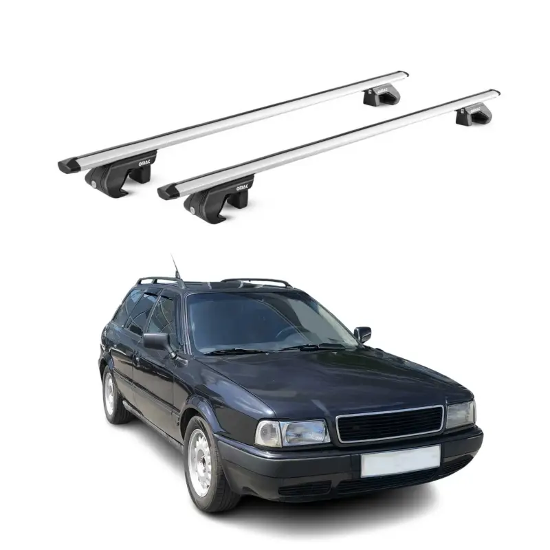 Neuheit Dachträger Grundtäger für Audi 80 Avant 1992-1995 90kg Alu Silber 2 tlg ABE