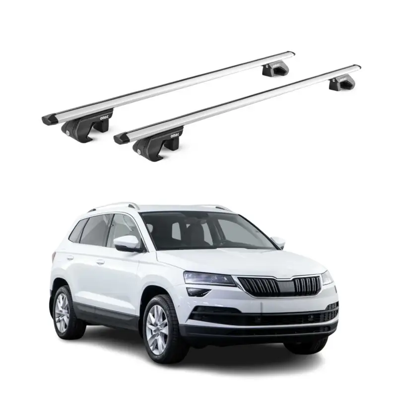 Dachträger Grundtäger für Skoda Karoq 2017-2026 90kg Aluminium Silber 2 tlg ABE Echt