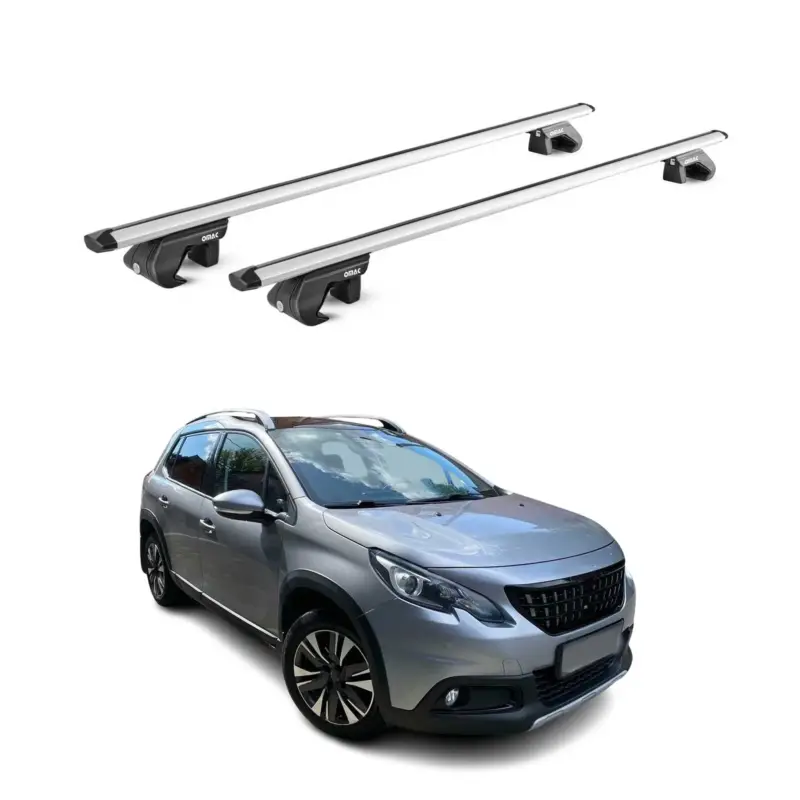 Wochenendangebot Dachträger Grundtäger für Peugeot 2008 2013-2019 90kg Aluminium Silber 2 tlg ABE