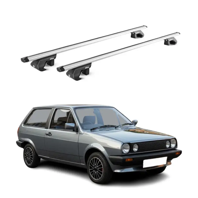 Saisonangebot Dachträger Grundtäger für VW Polo mk2 1981-1994 90kg Aluminium Silber 2 tlg ABE