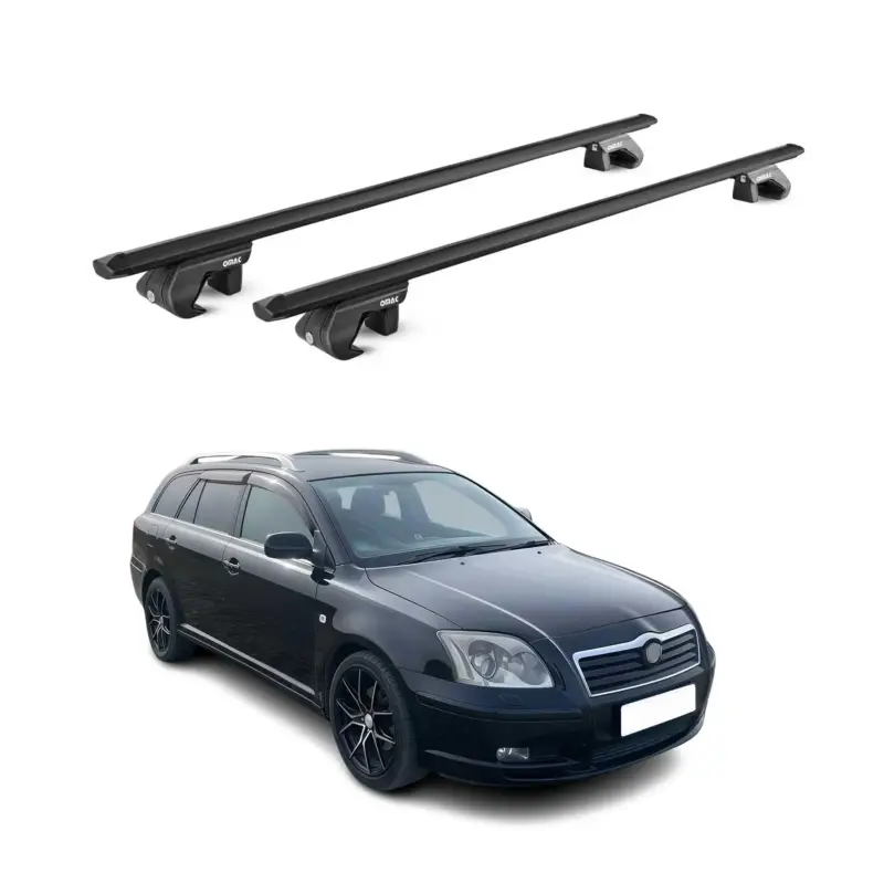 Dachträger für Toyota Avensis mk1 Verso 2001-2003 FL 90kg Alu Schwarz 2x ABE Finale Aktion