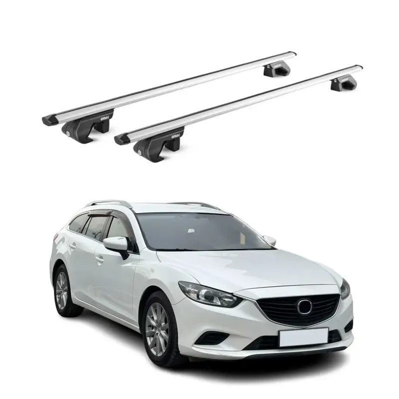 Preiswert Dachträger Grundtäger für Mazda 6 Kombi 2012-2025 5 tür 90kg Alu Silber 2x ABE
