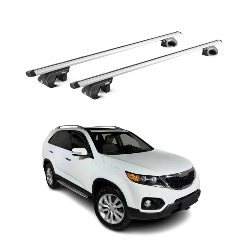 Rabatt Dachträger Grundtäger für Kia Sorento 2009-2014 90kg Aluminium Silber 2 tlg ABE