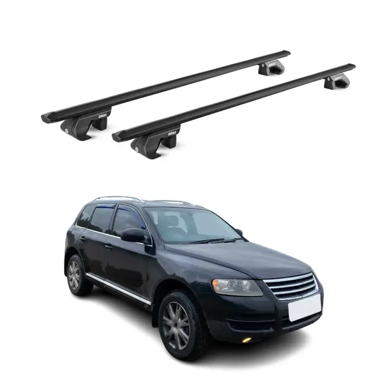 Direktkauf Dachträger Grundtäger für VW Touareg mk2 2010-2018 5 tür 90kg Alu Schwarz 2x ABE