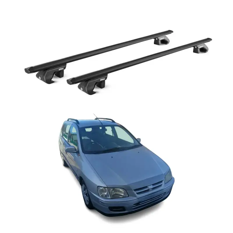 Dachträger für Mitsubishi Space Star mk1 1999-2002 Pre-FL 90kg Alu ABE Schwarz Versand Am Gleichen Tag