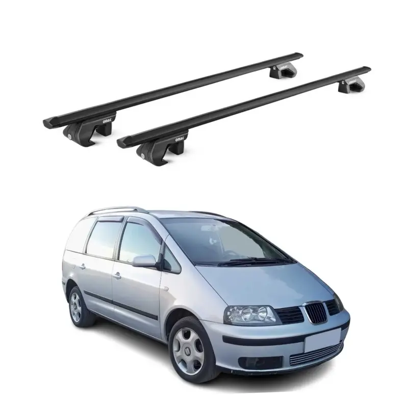 Echt Dachträger Grundtäger für Seat Alhambra 1996-2020 5 tür 90kg Alu Schwarz 2x ABE