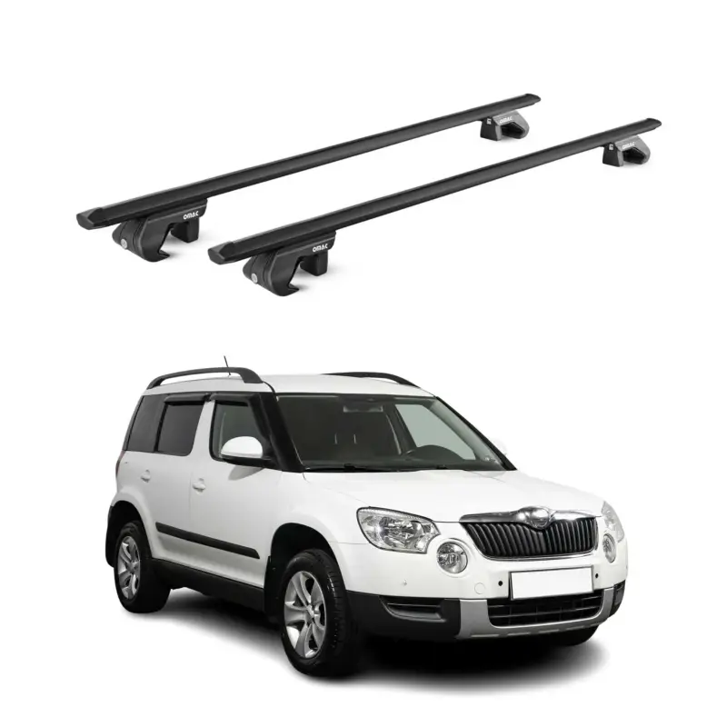 Letzte Chance Dachträger Grundtäger für Skoda Yeti 2009-2017 90kg Alu Schwarz 2 tlg ABE