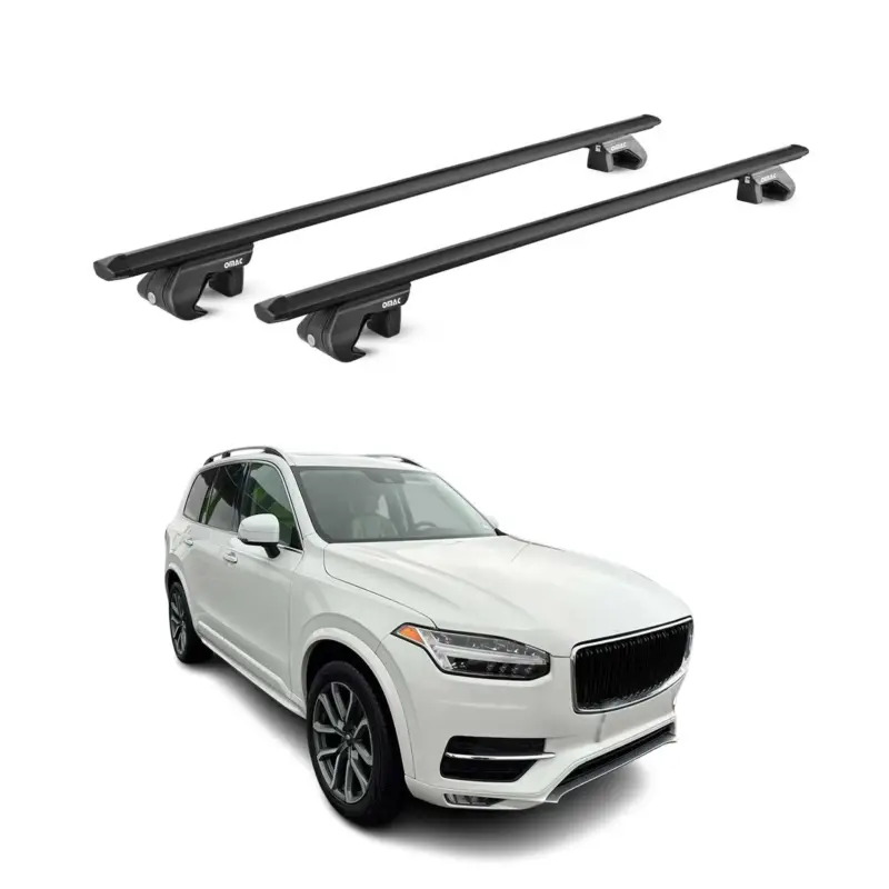 Rabatt Dachträger Grundtäger für Volvo XC90 2002-2026 5 tür 90kg Alu Schwarz 2 tlg ABE